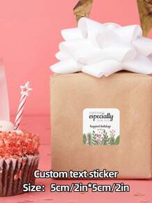 24pcs/48pcs/72pcs Holiday Greenery Handmade Especially For You Square Sticker Personalized Christmas Stickers Christmas Doodles Gifts Labels Tags