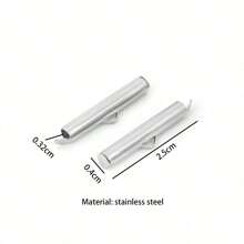 10pcs Stainless Steel Crimp End Beads Slide End Clasp With Chain Buckles Tubes Slider End Caps Connectors DIY Jewelry Accessories