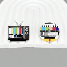1 件时尚无信号电视图标金属胸针，适合服装配饰，最佳礼物 - 彩色 - 查看 1