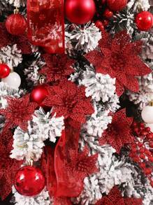 26 件圣诞球装饰圣诞一品红树装饰花 2.4 英寸（约 6 厘米）防碎圣诞装饰套装圣诞树球装饰圣诞饰品（多种颜色） - 橘紅 - 查看 8