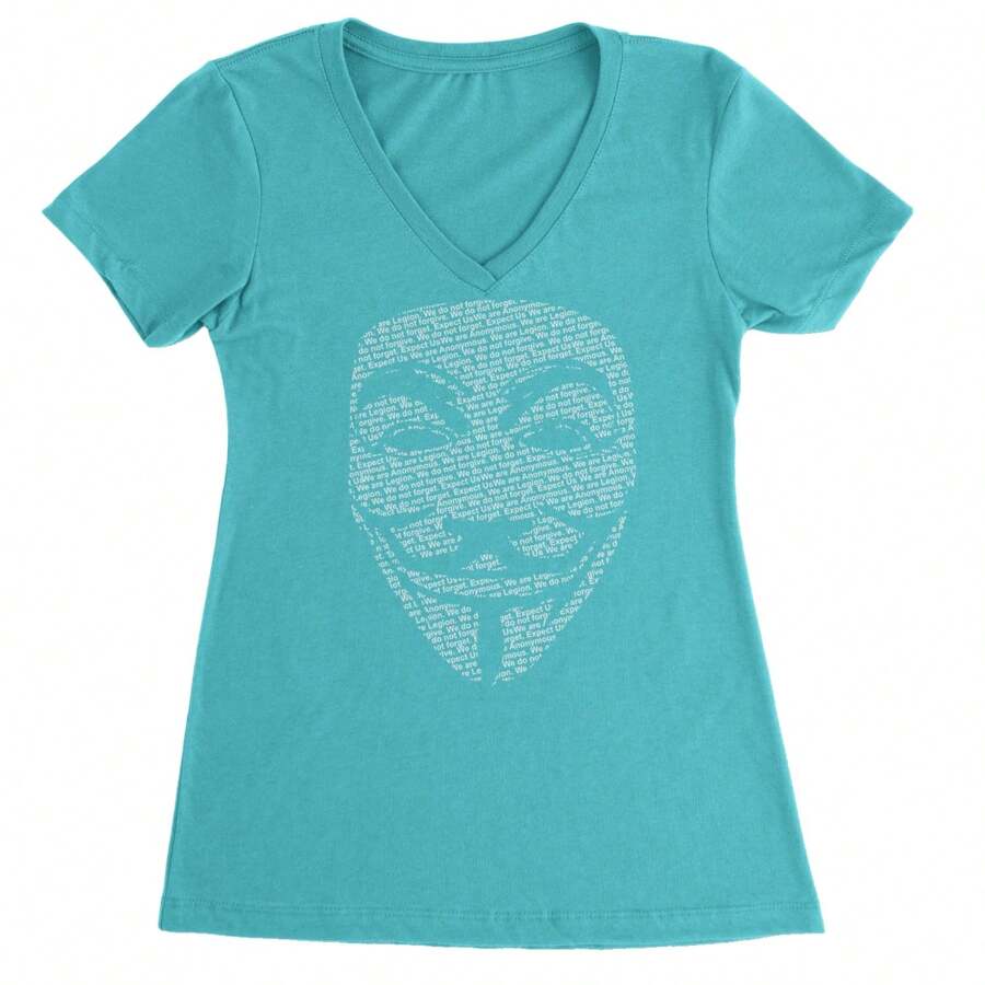 Anonymous Mask Ladies V-Neck T-Shirt - Lướt sóng - Xem 1