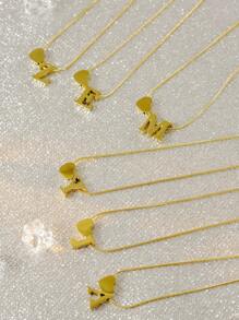 1 件女士精致锁骨心形字母“26”项链，简约优雅奢华 18K 镀金不锈钢吊坠项链，约会派对礼物的时尚配饰 - 金色 - 查看 10