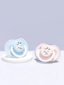 單個矽膠安撫奶嘴，無需奶嘴鏈舒緩寶寶 - 粉色 - 查看 1