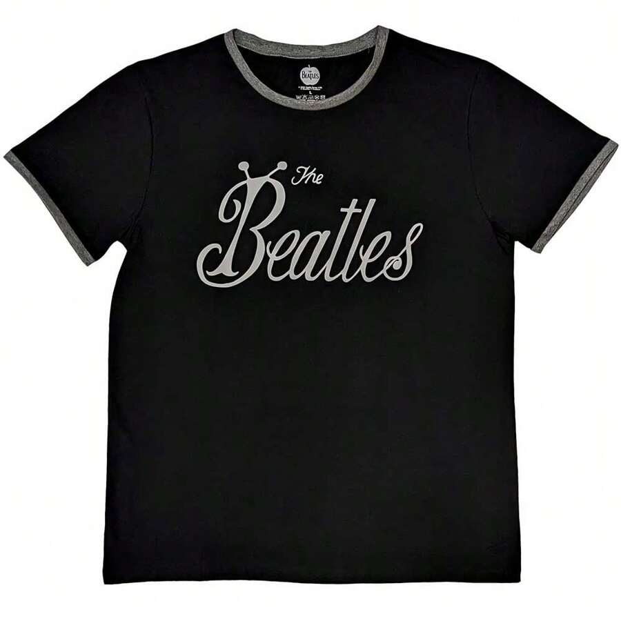 The Beatles | Official Band Ringer T-Shirt | Bug Logo - 48-Hour Fast Shipping!  - Black - View 1