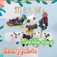 1pc New DIY Cat Collar, Dog Collar, Green/Red Pet Collar, Colorful Printed Pet Collar, Plaid/Snowflake/Bow Decor Pet Collar, Nylon Adjustable Elastic Pet Collar With Bell - Multicolor - View 7