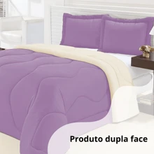 Queen Size Double Sided Gel Mesh Duvet Kit 3 Pieces - Lila con Paja - Ver 3