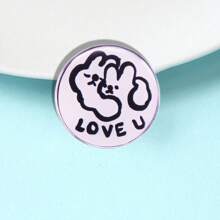 1 件拥抱兔子“我爱你”胸针配件，适用于背包、时尚装饰、服装、独特礼物、男女通用装饰，适用于夹克、帽子、DIY - 白色 - 查看 2