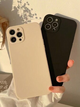 2 piezas de fundas protectoras de teléfono de unicolor negro y beige perforadas, a prueba de golpes y gruesas, compatibles con 16/16Pro/16ProMax, 15 XR/7/8, 15 ProMax, 13 Pro Max/14 Pro Max, 11/12/13/14, Galaxy A13 4G, A22, A21S, A514G, A52, S22 Ultra, A33 5G, Redmi 10, Redmi Note 11 4G, Redmi 11 Lite, A14, A23, S23 Ultra, S24, A14, A15, S23, A73, A15, resistentes al agua, a caídas y a arañazos