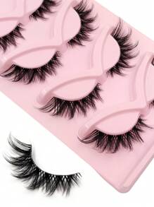 Asiteo 5 Pairs Cat Eye False Eyelashes, Soft & Fluffy, 3D Faux Mink Lashes, Natural & Lengthening Lash Extensions, Makeup Accessories - Hitam - View 6