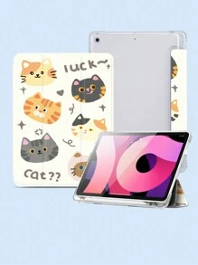 1 pièce Étui de tablette à motif de chat mignon, compatible avec Samsung, Apple et liseuses électroniques. Étui de protection avec fente pour stylo, prenant en charge la fonction de mise en veille/réveil automatique