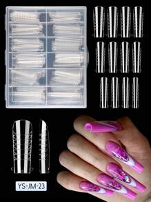 120片/盒凝胶美甲贴片套装，预成型假指甲，适用于凝胶抛光，可轻松卸除延长亚克力假指甲贴片，水晶美甲模具（无需纸模），适用于快速UV/LED延长，双头延长工具，按压式美甲贴片，美甲用品 - 無色 - 查看 14