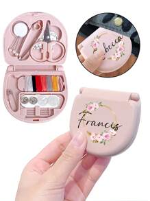 1 Customized Sewing Toolbox, Diy Customization, Perfect Gift For Beginners In Sewing: 1 Portable Mini Sewing Set - Foldable, Diy Sewing Supplies And Accessories, Suitable For Travelers And Emergency Clothing Fixers, Mini Needle Box, Portable Small Needle Bag Sewing Tool Combination Set, Hotel Supplies - Pink - View 2