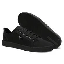 Men's Casual Sneakers Everyday Modern Soft And Resistant + Watch And Wallet - 黑色 - 查看 3