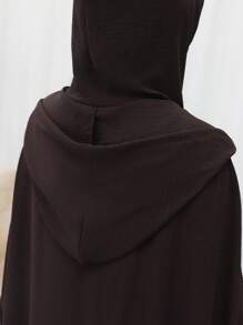 1 pieza Abaya de estilo de moda de Dubai con capucha, de color liso y arrugado de gasa, talla grande, adecuado para uso diario en primavera, verano y otoño, para mujeres