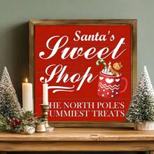 1 件“圣诞老人的糖果店”复古木制标牌，质朴，适合家庭、厨房、办公室和咖啡厅装饰 | 完美的圣诞礼物、圣诞装饰、帆布墙艺术、感恩节圣诞礼物 - 彩色 - 查看 9