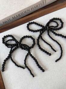 1pc Elegant Pearl Bow Hoop Tassel Shoe Clip Charm