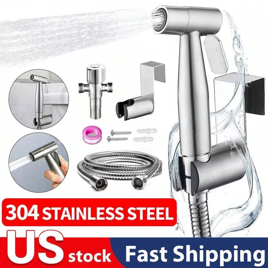 Douchette WC Manuelle Kit Bidet Toilette Adaptateur Tuyau Pulvérisateur
