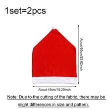 1 set (2 pièces) - Set de décoration de chaise en forme de chapeau de Noël, set de décoration de table à manger créative, fournitures de décoration d'ambiance festive pour fête de Noël