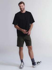 Men's Oversized Off White T-Shirt - Black - View 3