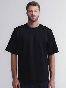 Men's Oversized Off White T-Shirt - Black - View 1