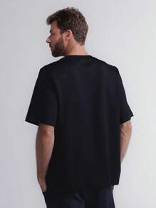 Men's Oversized Off White T-Shirt - Black - View 2