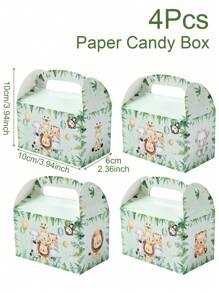 Caja de regalo con tema de dinosaurio, 4 piezas. Caja de papel con patrón de animales de la jungla de dinosaurio, bolsa de caramelos con asa. Decoración para fiesta de cumpleaños, decoración de fiesta de dinosaurios, decoración de fiesta de la jungla, decoración de cumpleaños, empaque para galletas, cupcakes, bocadillos. - Multicolor - Ver 14