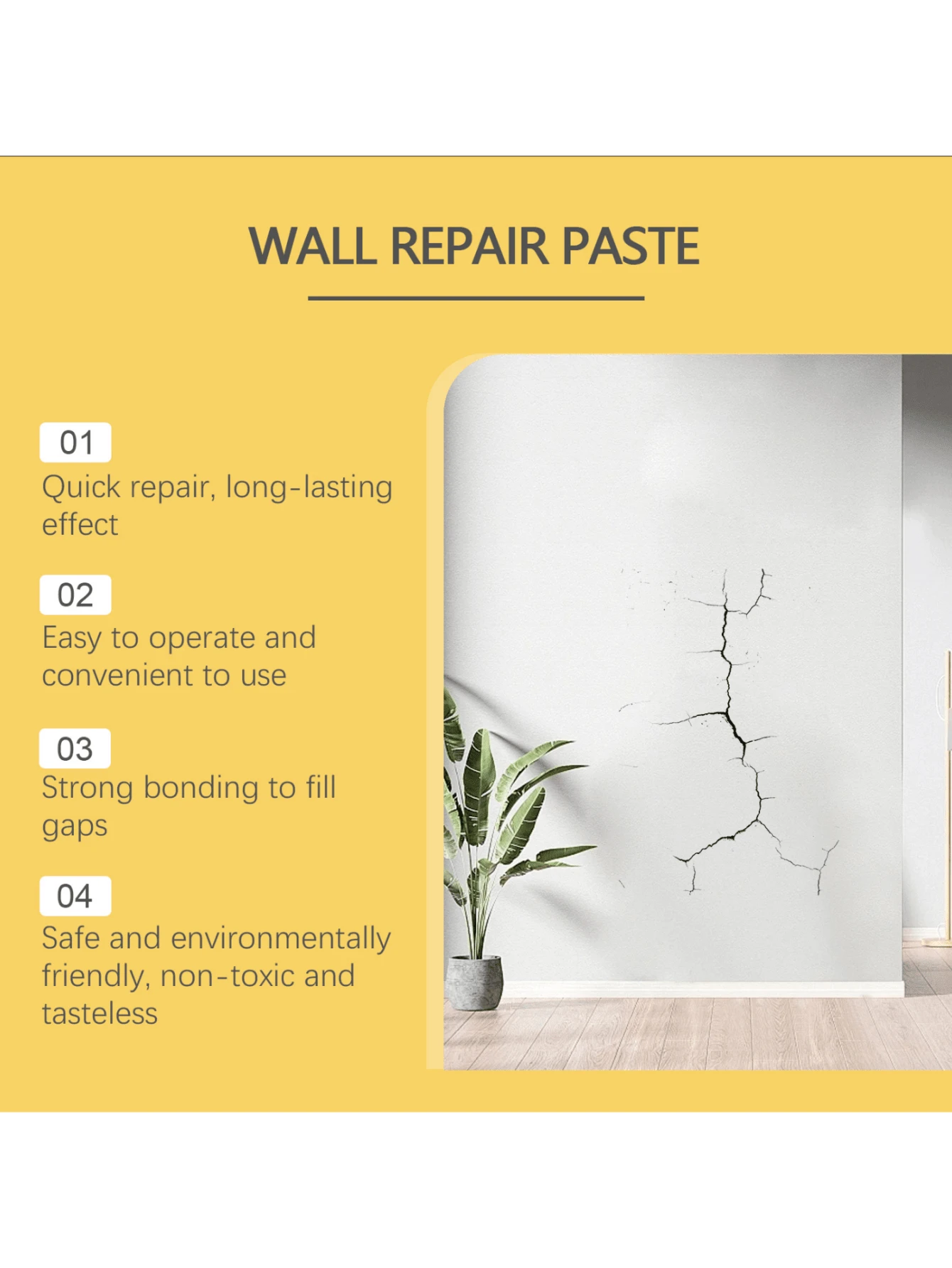 Wall Crack Filler Repair Paste For Wall Damage, Scratches, Dents