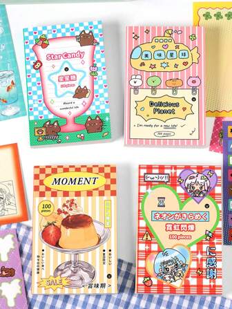100 Sheets Infeel.Me Korean Cute INS Style Memo Pad, Rainbow Era Series Scrapbooking And Journaling Notepad Back To School