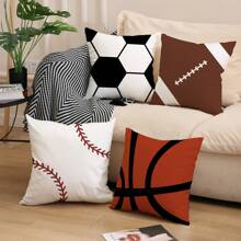 1pc/4pcs Daily Sports Football, Basketball, Baseball Printed Polyester Pillow Cover, Decorative Cushion Cover, 45x45cm, Without Pillow Inner Gifts Birthday Graduation - Multicolor - View 4