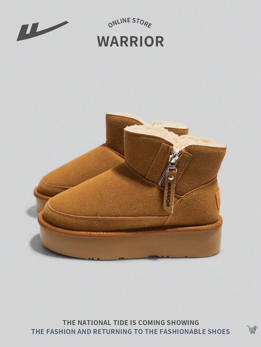 WARRIOR Women's Short Snow Boots With Side Zipper, Comfortable, Anti