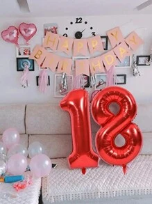 1pc 32/40 Inch Red Solid Number Foil Balloon, 0-9 Large Size Polyester Digit Balloons, Decorative Balloons, Reusable, Suitable For Birthday Decoration, Party Decoration, Anniversary, Room Decoration, Wedding Anniversary, Party Supplies - Red - View 7