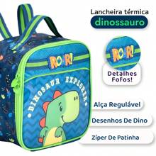 Dinosaur Wheeled Backpack Kit Thermal Lunch Box Children's School Pencil Case For Boys KidsClio Style - 藍色 - 查看 4