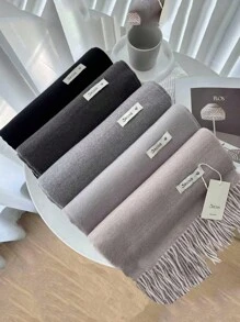 FADZOYLE 1pc Wool Women's Winter Scarf Silky Soft Pashmina Feel Shawls And Wraps For Wedding And Gift Evening Dresses Travel Office Large Solid Color Tassel Scarves