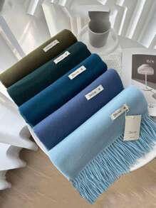 FADZOYLE 1pc Wool Women's Winter Scarf Silky Soft Pashmina Feel Shawls And Wraps For Wedding And Gift Evening Dresses Travel Office Large Solid Color Tassel Scarves