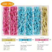 50/100/600pcs Heat Shrink Butt Connector Kit - Waterproof Wire Splice Sleeves, For 18-22 AWG /16-14 AWG /12-10 AWG Cable Electrical - Multicolor - View 13
