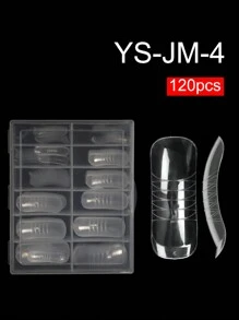 120片/盒凝胶美甲贴片套装，预成型假指甲，适用于凝胶抛光，可轻松卸除延长亚克力假指甲贴片，水晶美甲模具（无需纸模），适用于快速UV/LED延长，双头延长工具，按压式美甲贴片，美甲用品 - 無色 - 查看 18