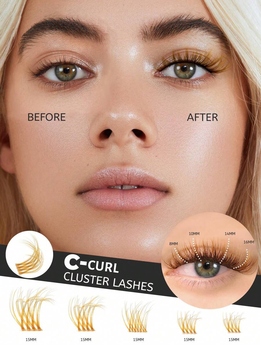 136 Cụm C Cụm mi màu xoăn Kiểu hỗn hợp Mi riêng lẻ Cụm mi nâu Dụng cụ trang điểm nối mi mềm mại (CF03) - C - Xem 1