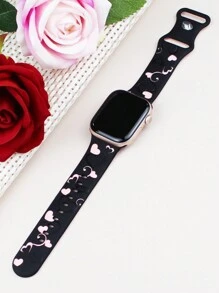 1 PC Compatible With Apple Watch Strap Women Engraved Cute Butterfly Pattern Strap Fashion Soft Sports Silicone Strap Compatible With Apple Watch 38/40/41/42/44/41/45/46/49MM Rivet Buckle Strap Compatible With Apple Watch Series Ultra/10/9/8/7/6/SE/5/4/3 Replacement Strap No Fading Butterfly Element Fashion Strap