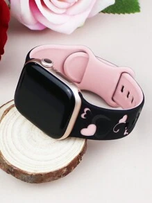 1 PC Compatible With Apple Watch Strap Women Engraved Cute Butterfly Pattern Strap Fashion Soft Sports Silicone Strap Compatible With Apple Watch 38/40/41/42/44/41/45/46/49MM Rivet Buckle Strap Compatible With Apple Watch Series Ultra/10/9/8/7/6/SE/5/4/3 Replacement Strap No Fading Butterfly Element Fashion Strap