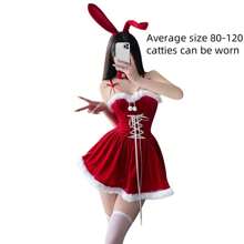 圣诞装可爱兔女郎演出服装甜美连衣裙套装 - 紅色 - 查看 3