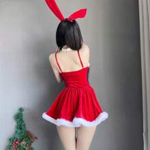 圣诞装可爱兔女郎演出服装甜美连衣裙套装 - 紅色 - 查看 5