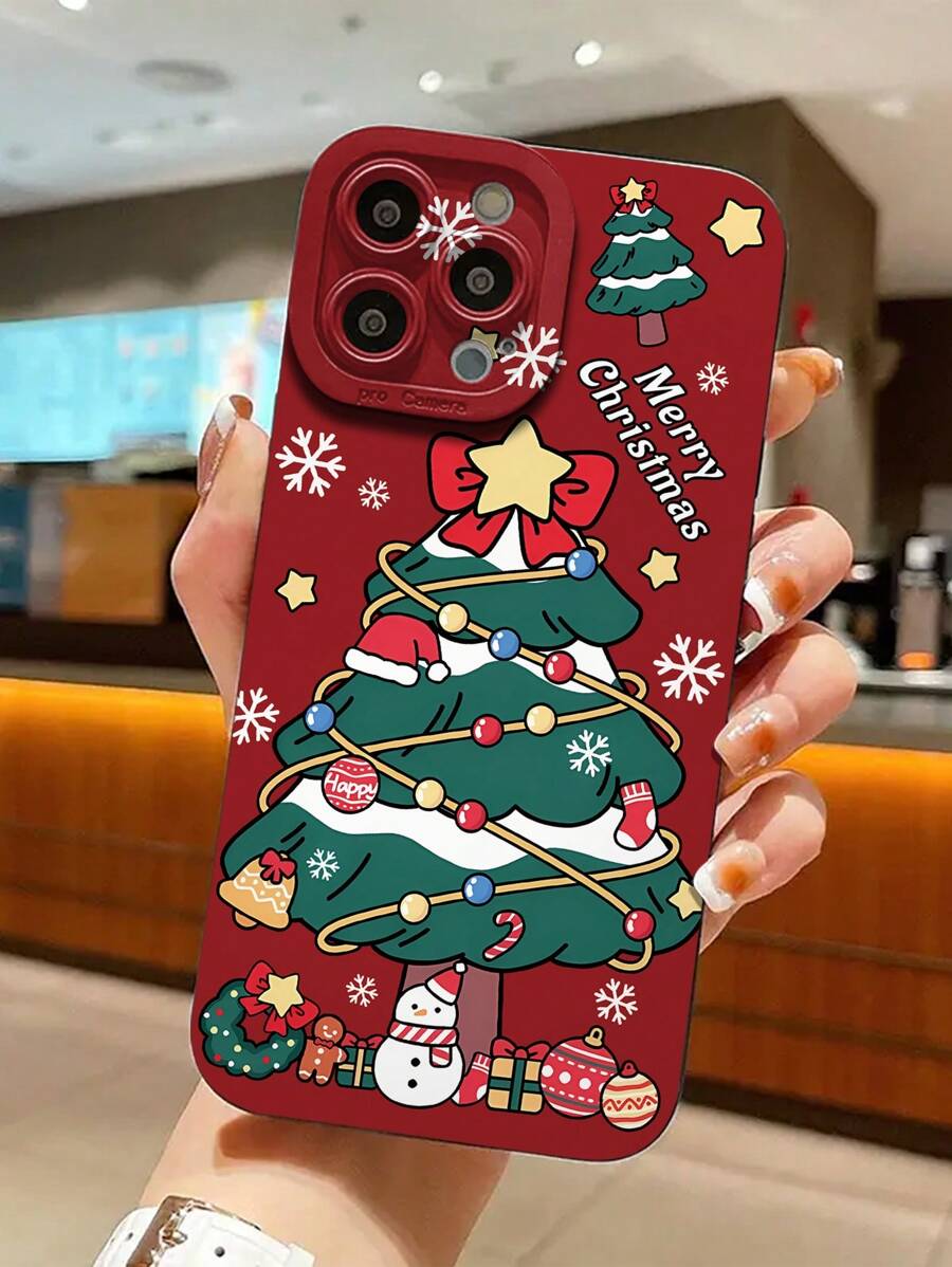1 Ốp điện thoại mềm họa tiết cây thông Noel, tương thích với iPhone 16/15/14/13/12/11 Pro Max/XR/XS Max - Ốp bảo vệ chống sốc, trang trí cho Giáng sinh, Phục sinh, Halloween, quà tặng sinh nhật cho bạn gái, bạn trai, bạn bè hoặc bản thân - màu đen - Xem 1