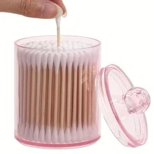 1 件丙烯酸清洁棉签架分配器，带盖塑料药瓶容器，独立式浴室和梳妆台化妆品收纳架，可存放球、清洁棉签、牙线 - 彩色 - 查看 11