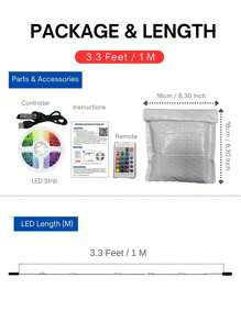 aiinnew 1pc 1m-15m/3.3ft-50ft Smart RGB LED Strip Light, Bi-Directional Control, With 24-Key Remote And Smartphone App Control, Suitable For TV Backlight, Bedroom, Living Room And Party Lighting Decoration - White - View 14