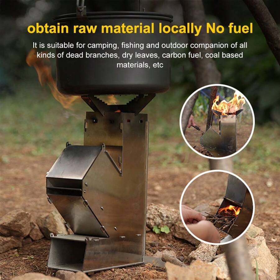 Detachable Portable Rocket Stove, Outdoor Wood Burning Stove, Wood