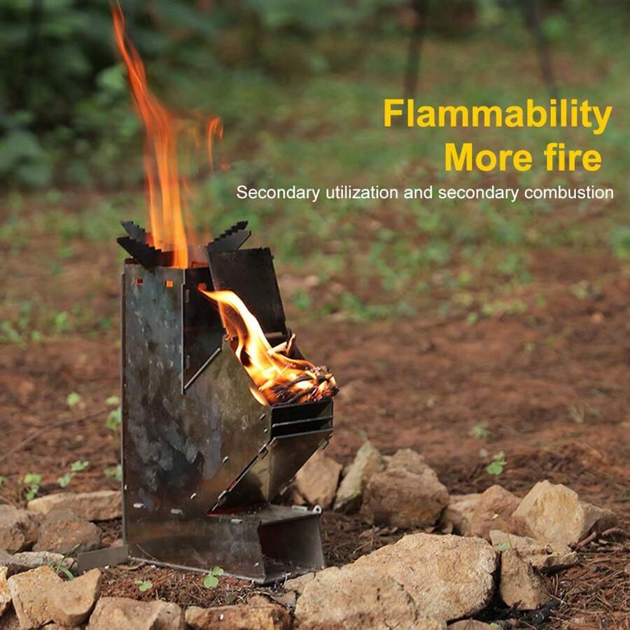 Detachable Portable Rocket Stove, Outdoor Wood Burning Stove, Wood