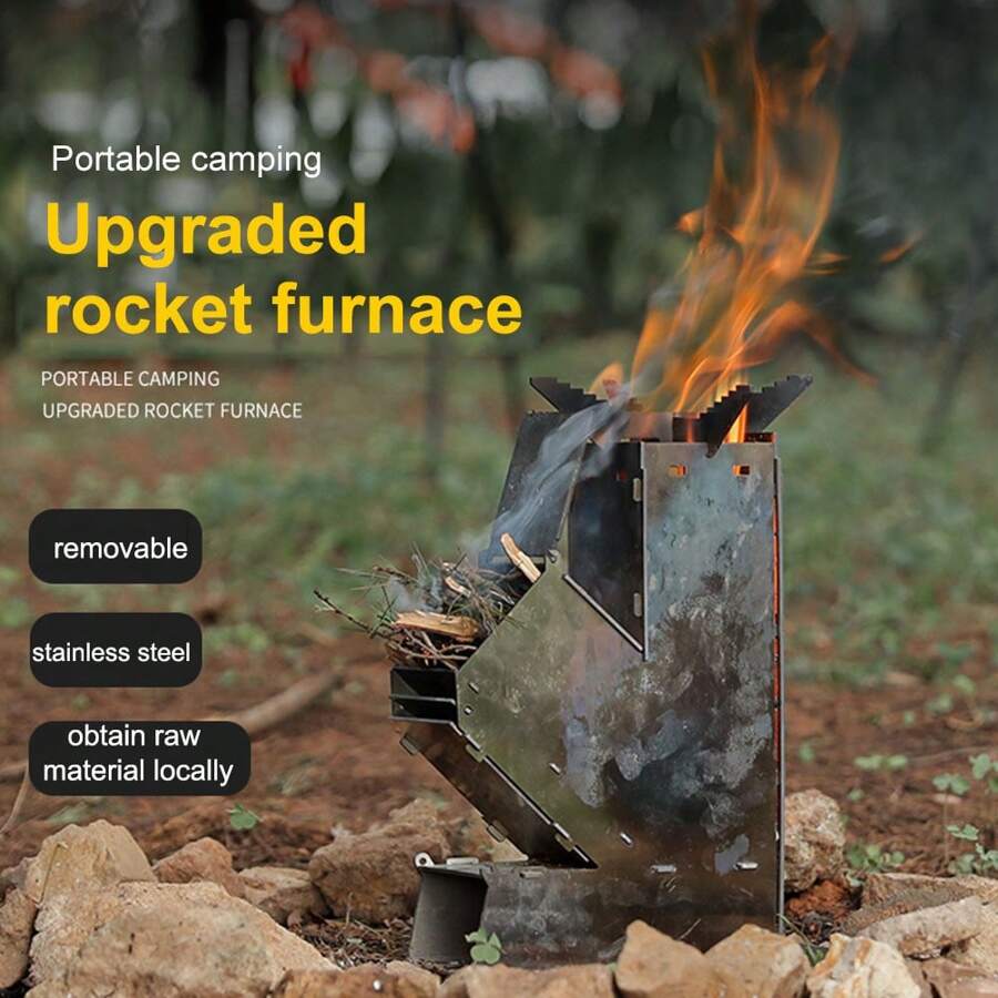 Detachable Portable Rocket Stove, Outdoor Wood Burning Stove, Wood