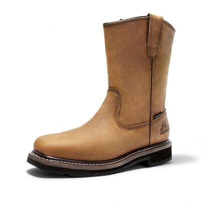 Men's Steel Toe Waterproof Wellington Boots Cowboy Boots Western Boots Pull-On Work Boots Feature Full-Grain Leather For Durability And Are Designed W