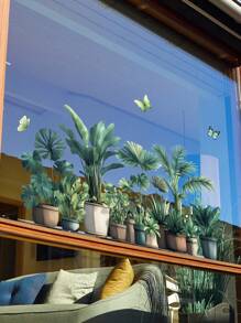 1 bộ/1 miếng dán trang trí cây nhiệt đới & cây trồng trong chậu vẽ tay, thích hợp cho phòng tắm, phòng khách, phòng ngủ, phòng tắm, cửa sổ, miếng dán kính trang trí hai mặt cho nắp bồn cầu, miếng dán bồn cầu tĩnh điện, đồ trang trí nhà cửa - màu xanh lá - Xem 10