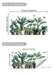 1 bộ/1 miếng dán trang trí cây nhiệt đới & cây trồng trong chậu vẽ tay, thích hợp cho phòng tắm, phòng khách, phòng ngủ, phòng tắm, cửa sổ, miếng dán kính trang trí hai mặt cho nắp bồn cầu, miếng dán bồn cầu tĩnh điện, đồ trang trí nhà cửa - màu xanh lá - Xem 12